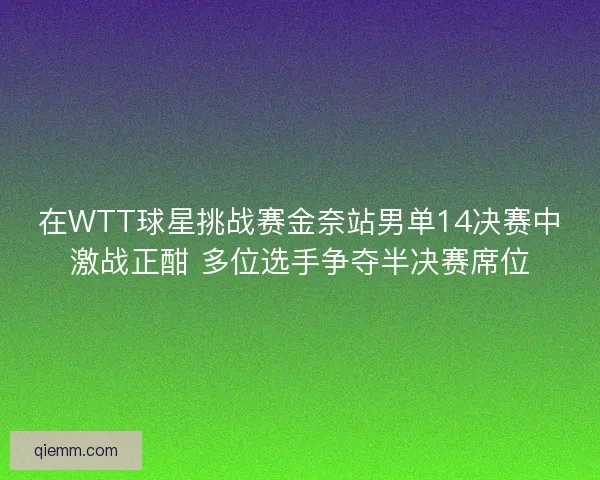在WTT球星挑战赛金奈站男单14决赛中激战正酣 多位选手争夺半决赛席位