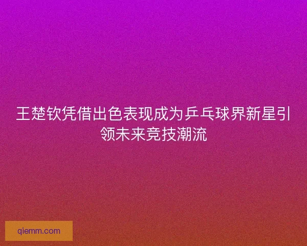 王楚钦凭借出色表现成为乒乓球界新星引领未来竞技潮流