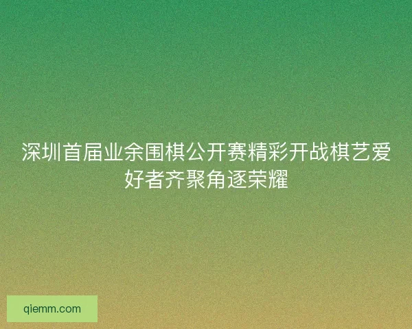 深圳首届业余围棋公开赛精彩开战棋艺爱好者齐聚角逐荣耀